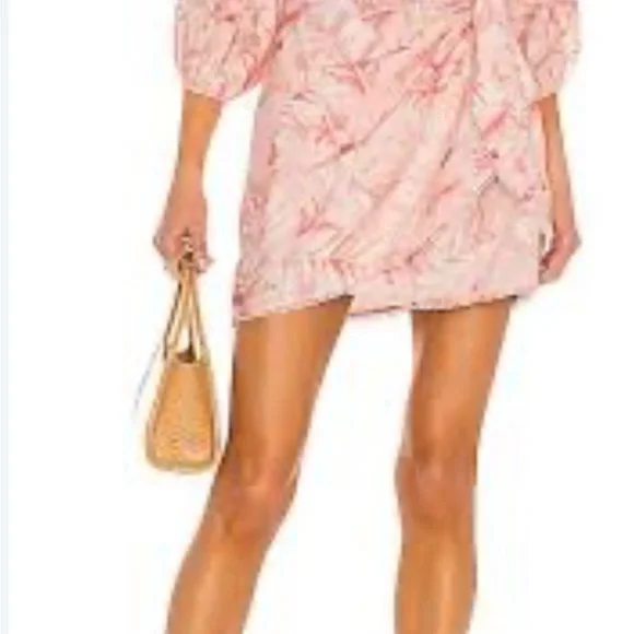Show Me Your MuMu Pink Floral Wrap Mini Skirt Size Medium EUC - Picture 2 of 8